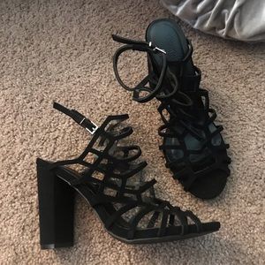 Black Caged Heels